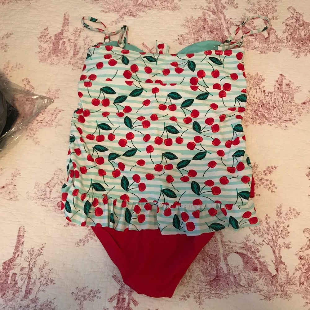Marina West Cherry Print 2 pc Tankini Swimsuit - Picture 2 of 9